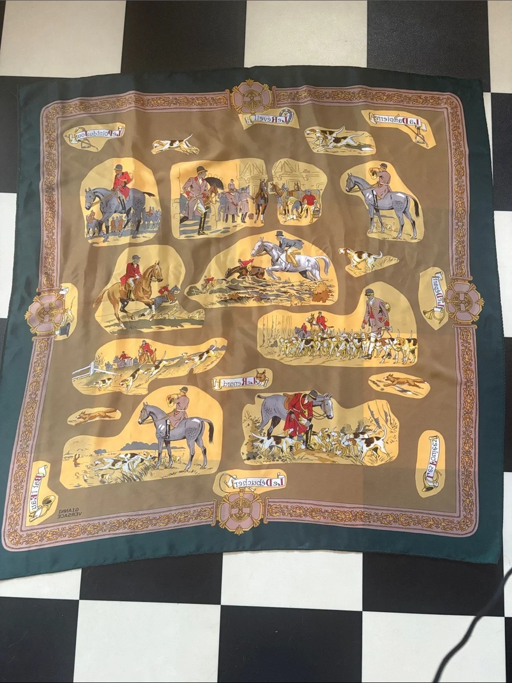 Vintage Gianni Versace 100% silk equestrian scarf